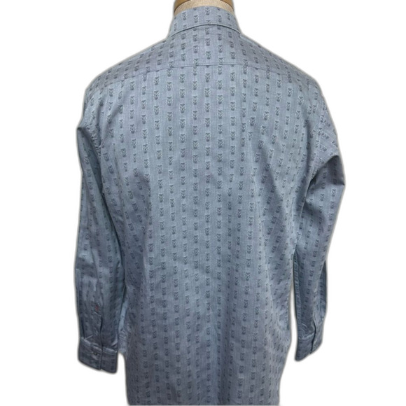 Robert Graham Gray and Blue Dress Shirt Button Down - Men M - Picture 3 of 7